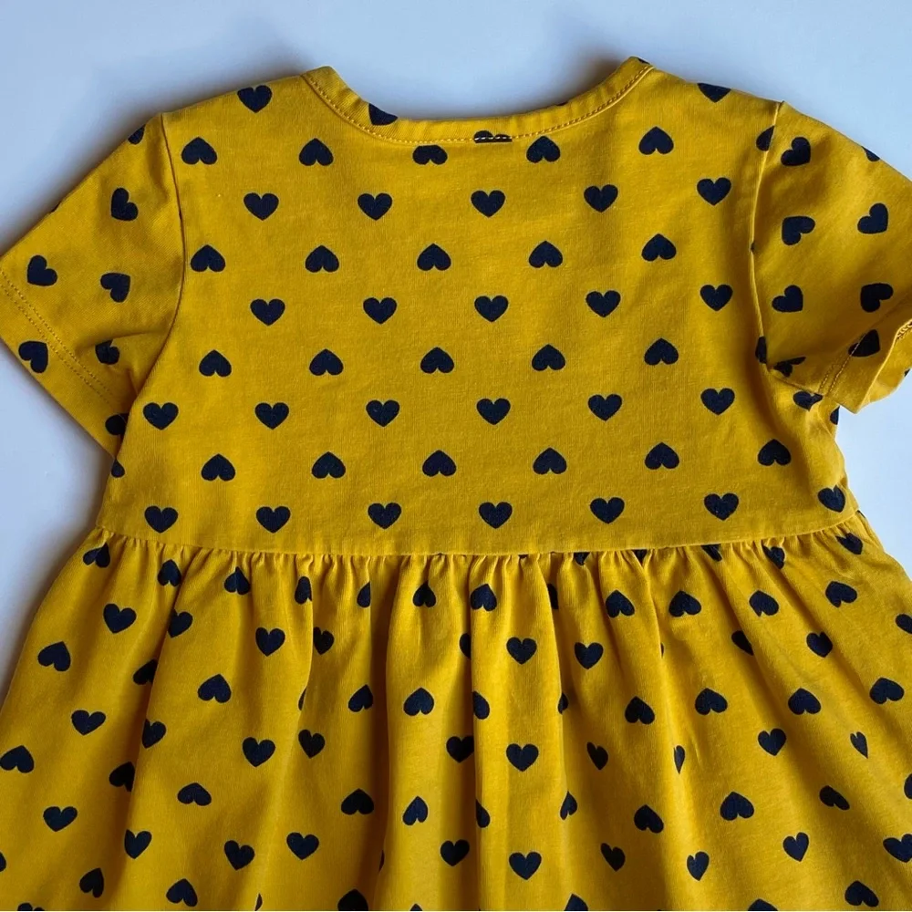 Hanna Andersson Dress Hearts Size 70 12 18 Months Yellow Blue Hearts Girls Soft